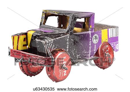 Toy truck made from drinks cans View Large Photo Image Stock Photography - Toy truck made from drinks cans. Fotosearch