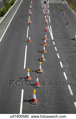 Traffic cones on road View Large Photo Image Stock Photography - Traffic cones on road. Fotosearch