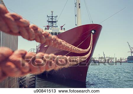 Stock Image - "Anchored ship, Cape Town, South Africa". Fotosearch