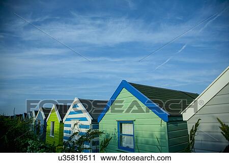 Stock Image - "Beach huts, Southwold, Suffolk, UK". Fotosearch