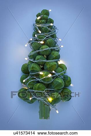 Picture - Brussel sprouts decorated like Christmas tree. Fotosearch
