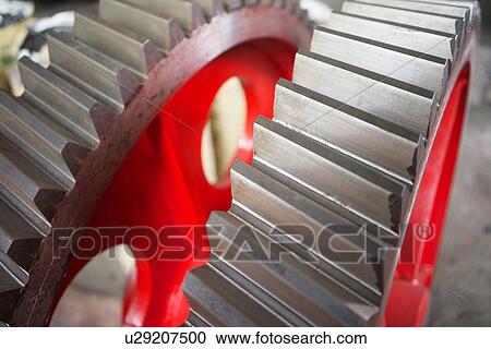 Stock Image - " Crane parts in crane manufacturing facility, China". Fotosearch
