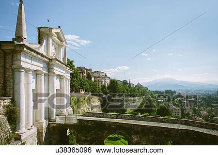 Stock Photograph - "Entrance gate to Bergamo Alto, Bergamo, Lombardy, Italy". Fotosearch