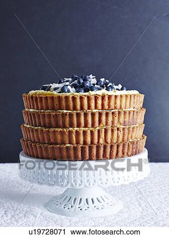 Four stack cheesecake with blueberries and toasted coconut shards View Large Photo Image Stock Image - Four stack cheesecake with blueberries and toasted coconut shards. Fotosearch