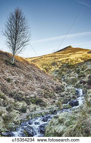 Picture - "Moorland stream on frosty morning, Hope Valley, Peak District, UK". Fotosearch