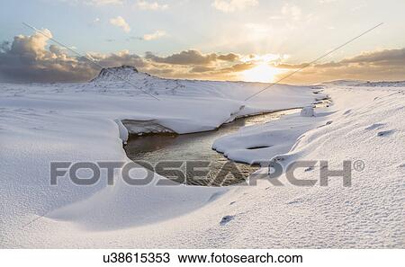 Stock Image - "Snow-covered landscape, Krysuvik, Iceland". Fotosearch