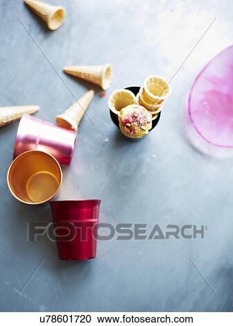 Still life of mini gelato ice cream cones View Large Photo Image Stock Image - Still life of mini gelato ice cream cones. Fotosearch