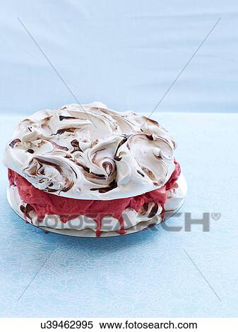 Still life of raspberry chocolate pavlova View Large Photo Image Stock Photography - Still life of raspberry chocolate pavlova. Fotosearch