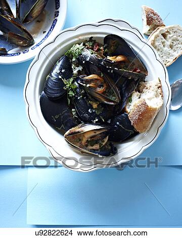 Still life with a bowl of tamarind mussels View Large Photo Image Picture - Still life with a bowl of tamarind mussels. Fotosearch