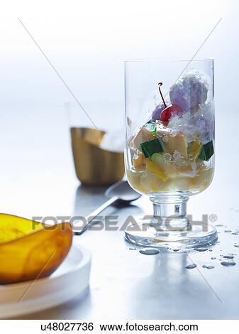 Still life with glass of halo halo pudding View Large Photo Image Stock Photograph - Still life with glass of halo halo pudding. Fotosearch