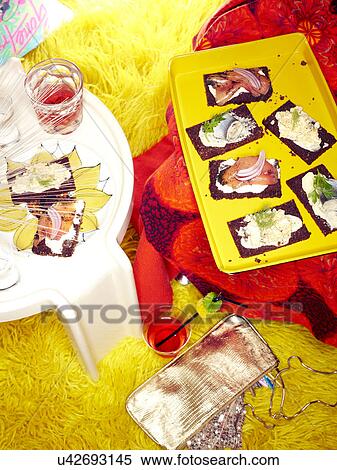 Tray of Danish smorrebrod at retro party View Large Photo Image Stock Photography - Tray of Danish smorrebrod at retro party. Fotosearch