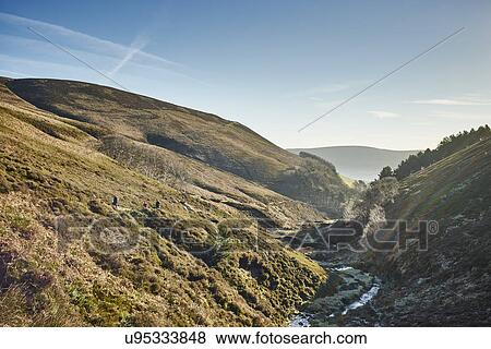 Stock Photo - "Valley stream on frosty morning, Hope Valley, Peak District, UK". Fotosearch