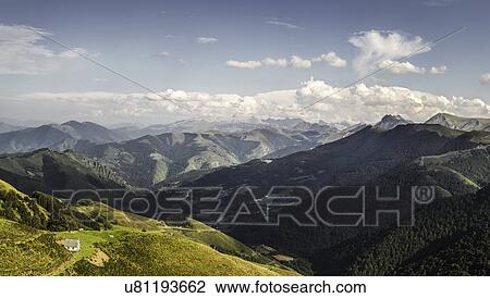 Stock Image - "View of landscape, Saint-Michel, Pyrenees, France (Near the Spanish-French border)". Fotosearch