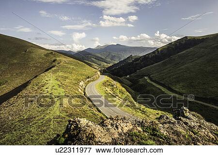 Stock Photo - "View of rural roads, Saint-Michel, Pyrenees, France (Near the Spanish-French border)". Fotosearch