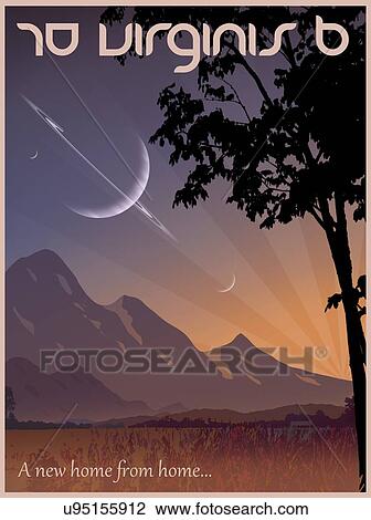 70 Virginis B Travel Poster View Large Illustration Drawing - 70 Virginis B Travel Poster. Fotosearch