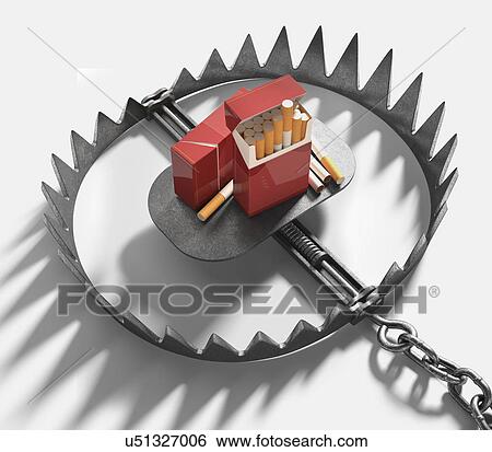 Stock Illustration - Bear trap with cigarettes. Fotosearch