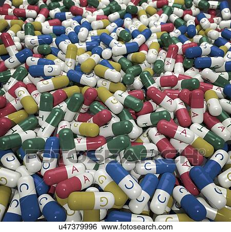 Capsules labelled with bases of DNA View Large Illustration Stock Illustration - Capsules labelled with bases of DNA. Fotosearch