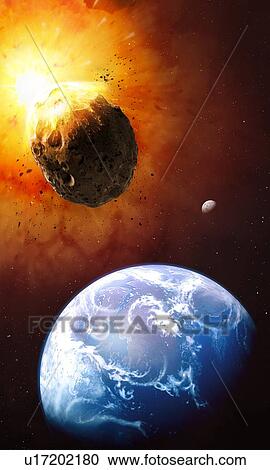Clipart - Deflecting a near-Earth Asteroid. Fotosearch
