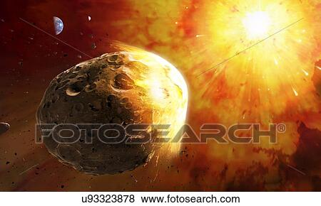 Deflecting a near-Earth Asteroid View Large Illustration Stock Illustration - Deflecting a near-Earth Asteroid. Fotosearch