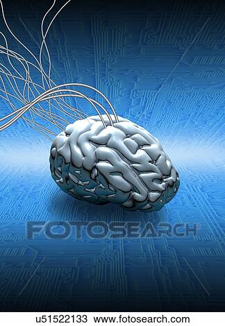 Drawing - Neuromorphic engineering, illustration. Fotosearch