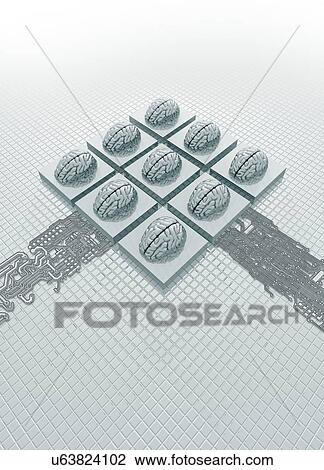 Drawing - Neuromorphic engineering, illustration. Fotosearch