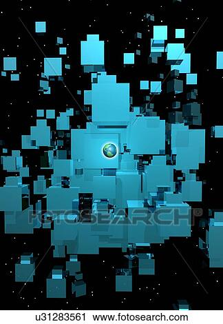 Planet earth and cubes, illustration View Large Illustration Clip Art - Planet earth and cubes, illustration. Fotosearch