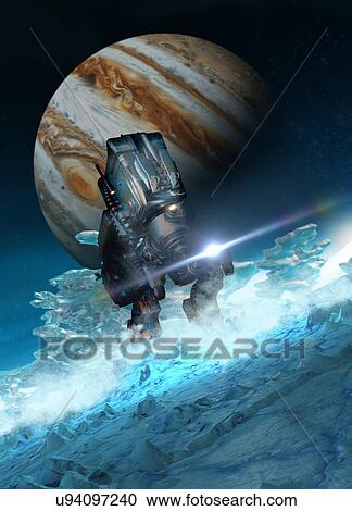 Robotic spacecraft on icy planet View Large Illustration Clipart - Robotic spacecraft on icy planet. Fotosearch