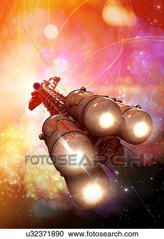 Space craft in outer space, illustration View Large Illustration Clipart - Space craft in outer space, illustration. Fotosearch
