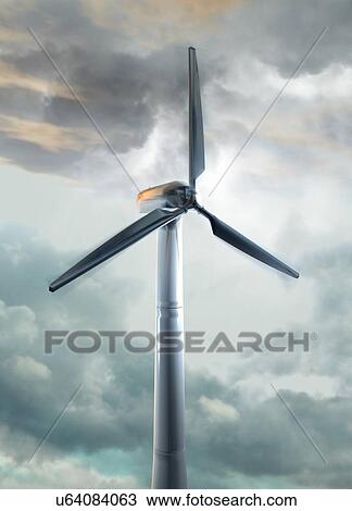 Drawing - Wind turbine, illustration. Fotosearch