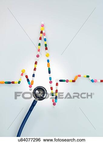 Acoustic stethoscope and electrocardiogram of a human heart made up of medicine View Large Photo Image Stock Photograph - Acoustic stethoscope and electrocardiogram of a human heart made up of medicine. Fotosearch
