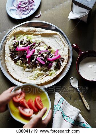 Beef Sharwarma Tahini Sauce View Large Photo Image Stock Photo - Beef Sharwarma Tahini Sauce. Fotosearch