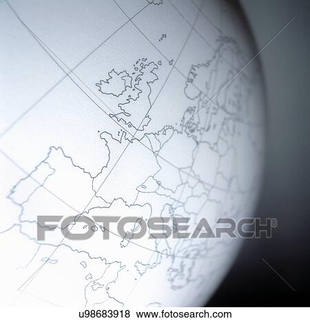 Close up of globe with British Isles and part of Europe View Large Photo Image Stock Photo - Close up of globe with British Isles and part of Europe. Fotosearch