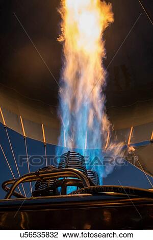 Close up of hot air balloon gas flame at night View Large Photo Image Stock Image - Close up of hot air balloon gas flame at night. Fotosearch