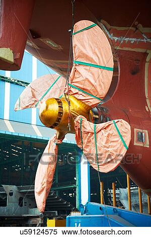 Stock Photography - "Detail of ship in shipyard, GoSeong-gun, South Korea". Fotosearch