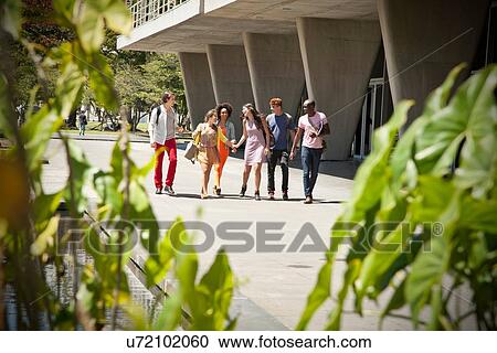 Stock Image - "Group of students walking, Rio de Janeiro, Brazil". Fotosearch