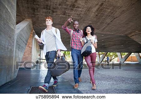 Picture - Higher education students at college. Fotosearch