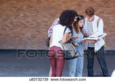 Stock Photo - Higher education students looking at books. Fotosearch