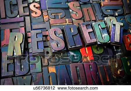 Stock Image - Letterpress letters spelling the word Respect. Fotosearch