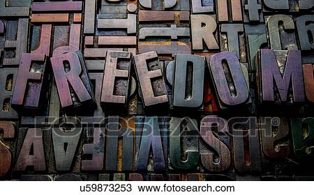 Letterpress letters spelling the word Freedom View Large Photo Image Stock Image - Letterpress letters spelling the word Freedom. Fotosearch