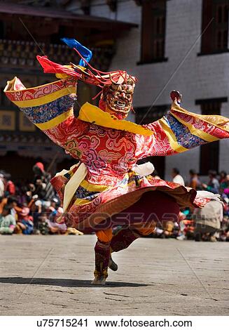 "Masked performer dancing at festival, Punakha, Bhutan" View Large Photo Image Stock Image - "Masked performer dancing at festival, Punakha, Bhutan". Fotosearch
