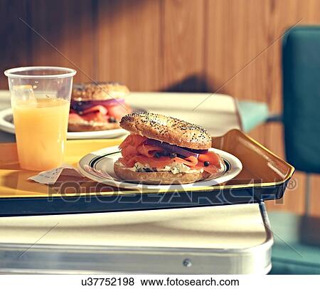 Stock Photo - New York Style Diner Series - Bagel Cream Cheese Lox. Fotosearch