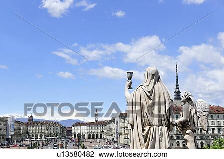Stock Image - "Piazza Vittorio Veneto and Mole Antonelliana, Turin, Piedmont, Italy". Fotosearch