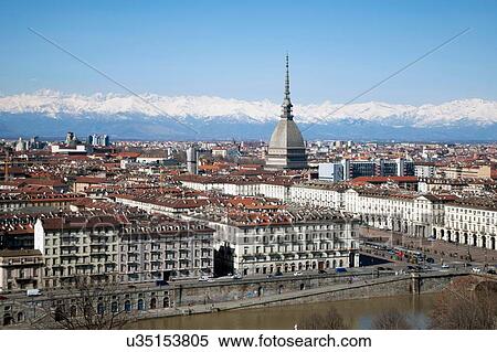 Stock Photography - "Piazza Vittorio Veneto and Mole Antonelliana, Turin, Piedmont, Italy". Fotosearch
