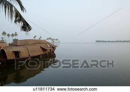 Picture - "Rice boat on water, Kerala, India". Fotosearch