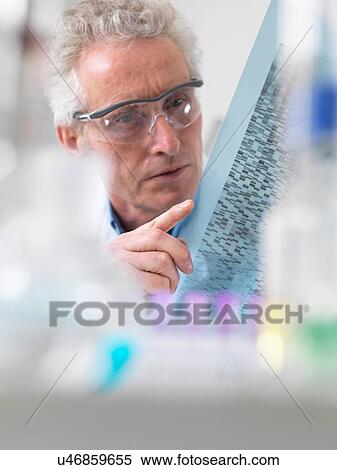 Scientist viewing DNA autoradiogram experiment in laboratory View Large Photo Image Stock Photography - Scientist viewing DNA autoradiogram experiment in laboratory. Fotosearch