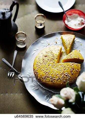 Sfouf (Lebanese Sponge Cake) View Large Photo Image Stock Photography - Sfouf (Lebanese Sponge Cake). Fotosearch