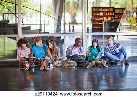 Six higher education students sitting on floor View Large Photo Image Picture - Six higher education students sitting on floor. Fotosearch
