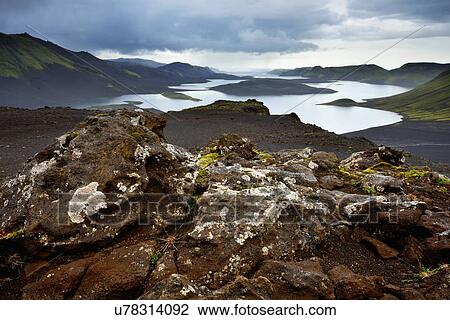 Stock Image - "Veidivotn Lake, Highlands of Iceland". Fotosearch