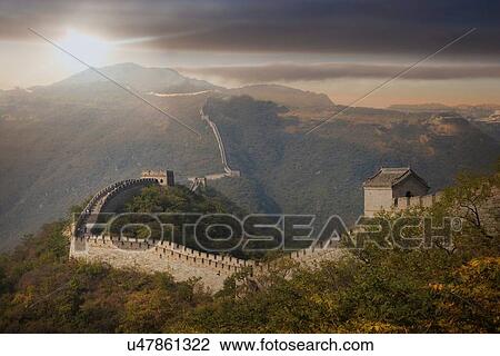 "View of The Great Wall at Mutianyu, Bejing, China" View Large Photo Image Stock Image - "View of The Great Wall at Mutianyu, Bejing, China". Fotosearch