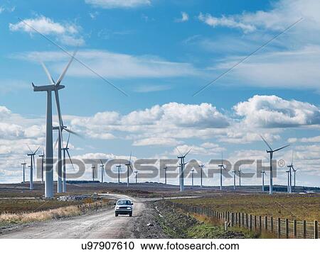 Wide angle view of windfarm View Large Photo Image Stock Image - Wide angle view of windfarm. Fotosearch
